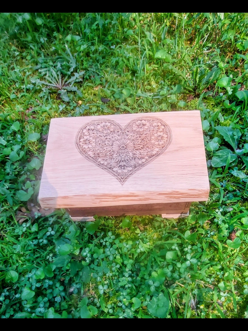 Wooden Keepsake Box with Engraved Heart